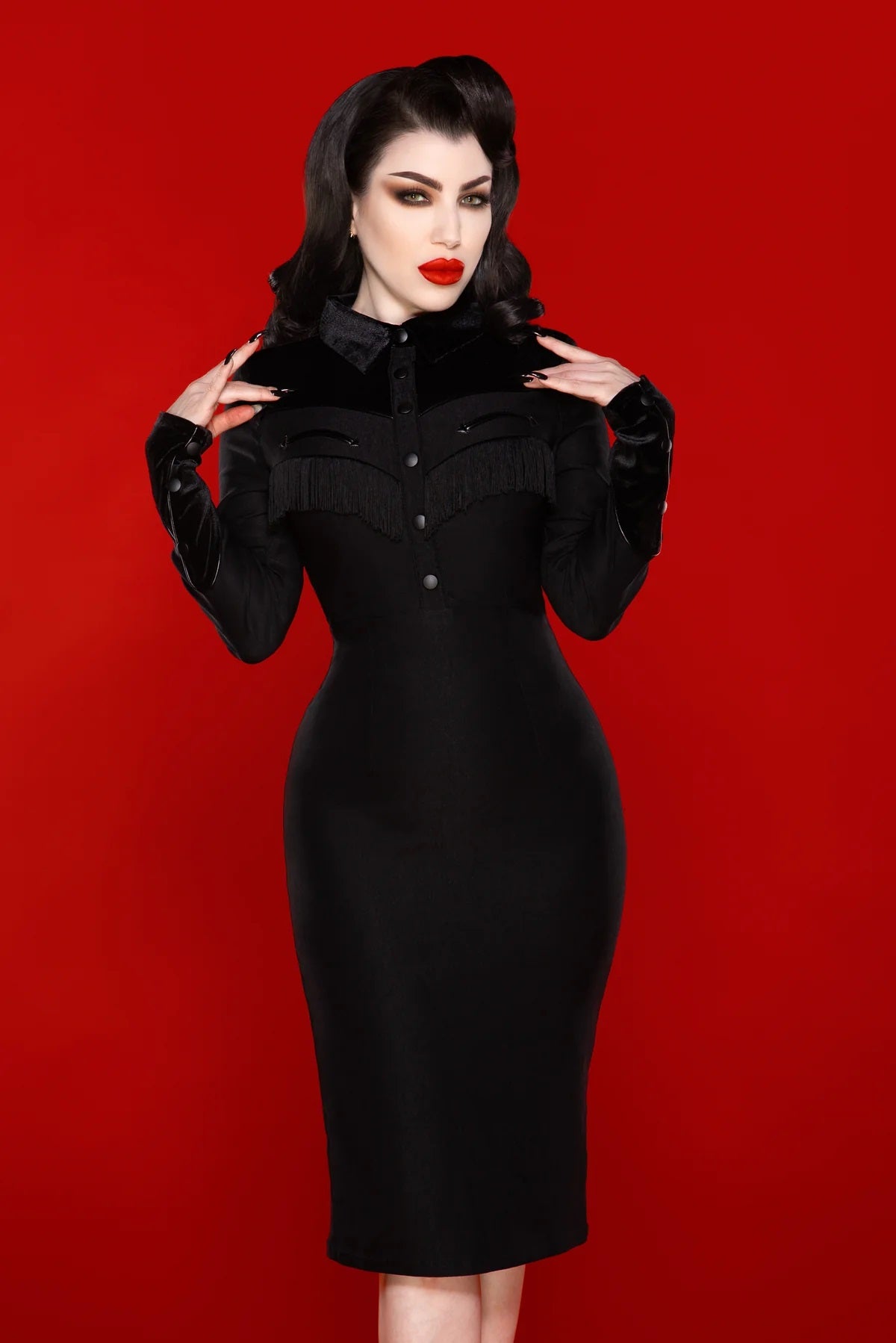long sleeve wiggle dress Purple Velvet Long Sleeve Scoop Neck Wiggle Dress -