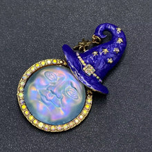 Load image into Gallery viewer, Enamel Moon Magic Hat Brooch
