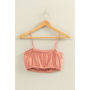 Teak Rose Spaghetti Strap Bandeau Crop Top