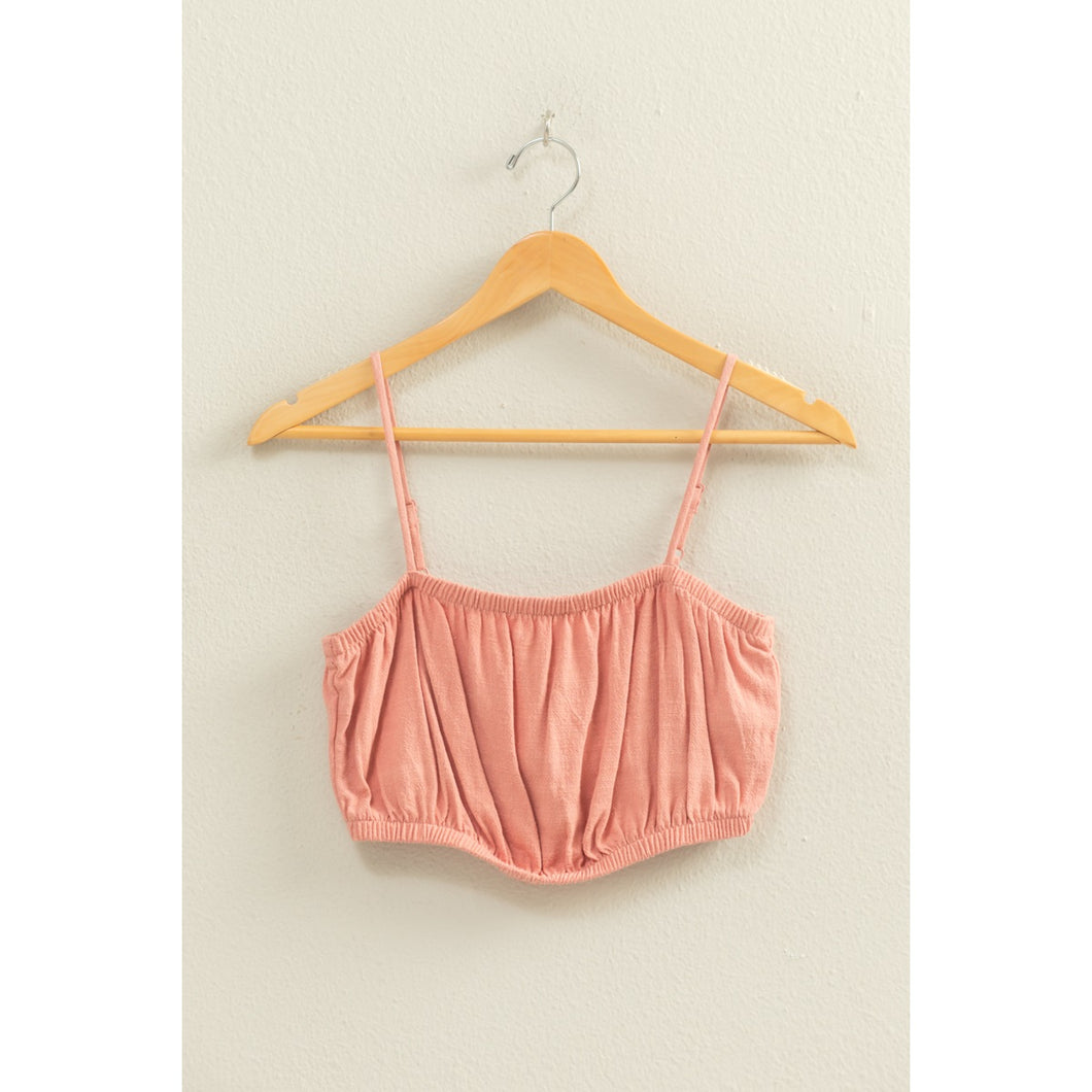 Teak Rose Spaghetti Strap Bandeau Crop Top