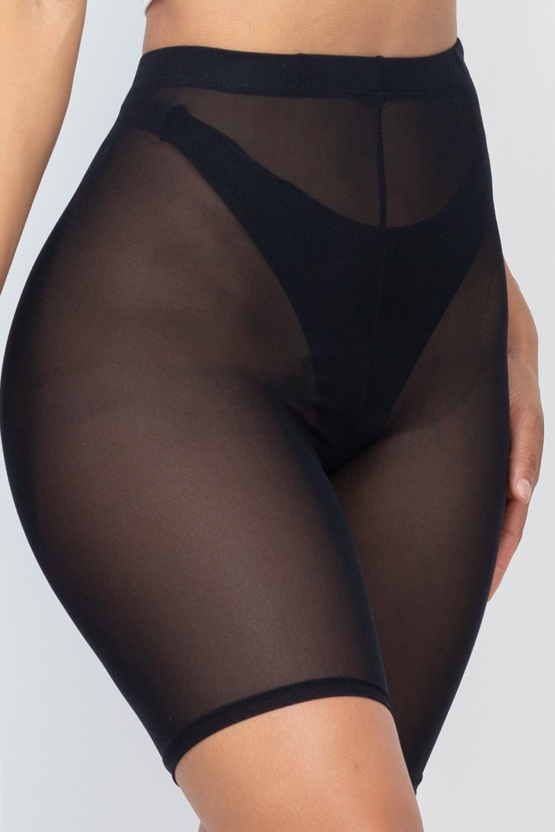 High Waist Mesh Biker Shorts
