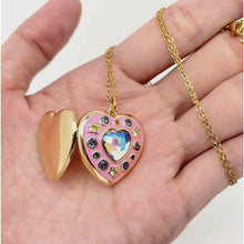 Load image into Gallery viewer, Pink Pocket Girl Heart Locket Necklace
