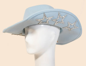 Blue Star Studded Rhinestone Cowboy Hat
