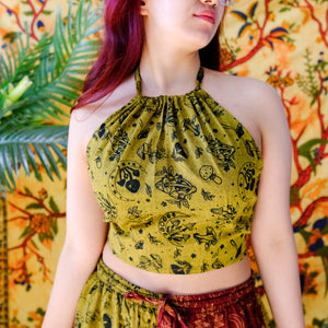 Mustard Mushroom Celestial Halter Top