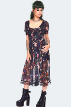 Load image into Gallery viewer, Night Garden Cap Sleeve Midi Dress
