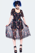 Load image into Gallery viewer, Night Garden Cap Sleeve Midi Dress
