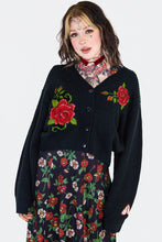 Load image into Gallery viewer, Rose Embroidered Ovesized Cardigan
