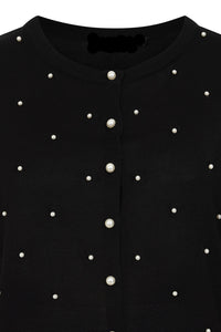Black cardigan with pearl buttons