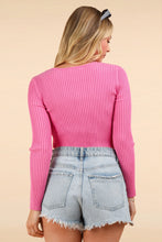 Load image into Gallery viewer, Pink Ribbow Bow Trim Fitted Cardigan
