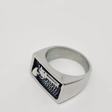 Load image into Gallery viewer, Silver ring with a textured design on a light gray background
