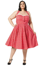 Load image into Gallery viewer, Ditsy Floral Red Halter Swing Dress
