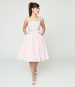 Pink and White Gingham Bobbi Swing Dress