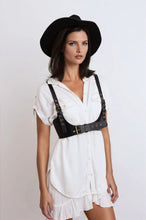 Load image into Gallery viewer, Black Leather Harness Belt with Adjustable Straps
