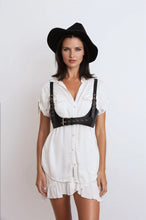 Load image into Gallery viewer, Black Leather Harness Belt with Adjustable Straps
