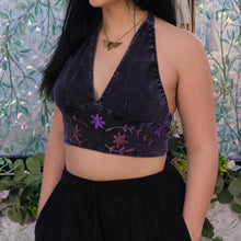 Load image into Gallery viewer, Purple Fairycore Reversible Cotton Embroidered Bralette Top

