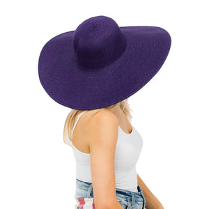 Purple Tight Weave Heavy Brim Floppy Hat