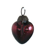 Tiny Purple Crackle Glass Heart Ornament