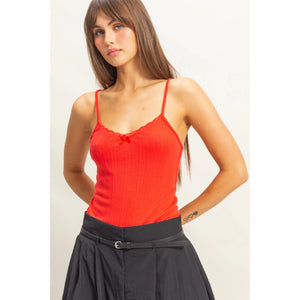 True Red Little Bow Sleeveless Crop Top
