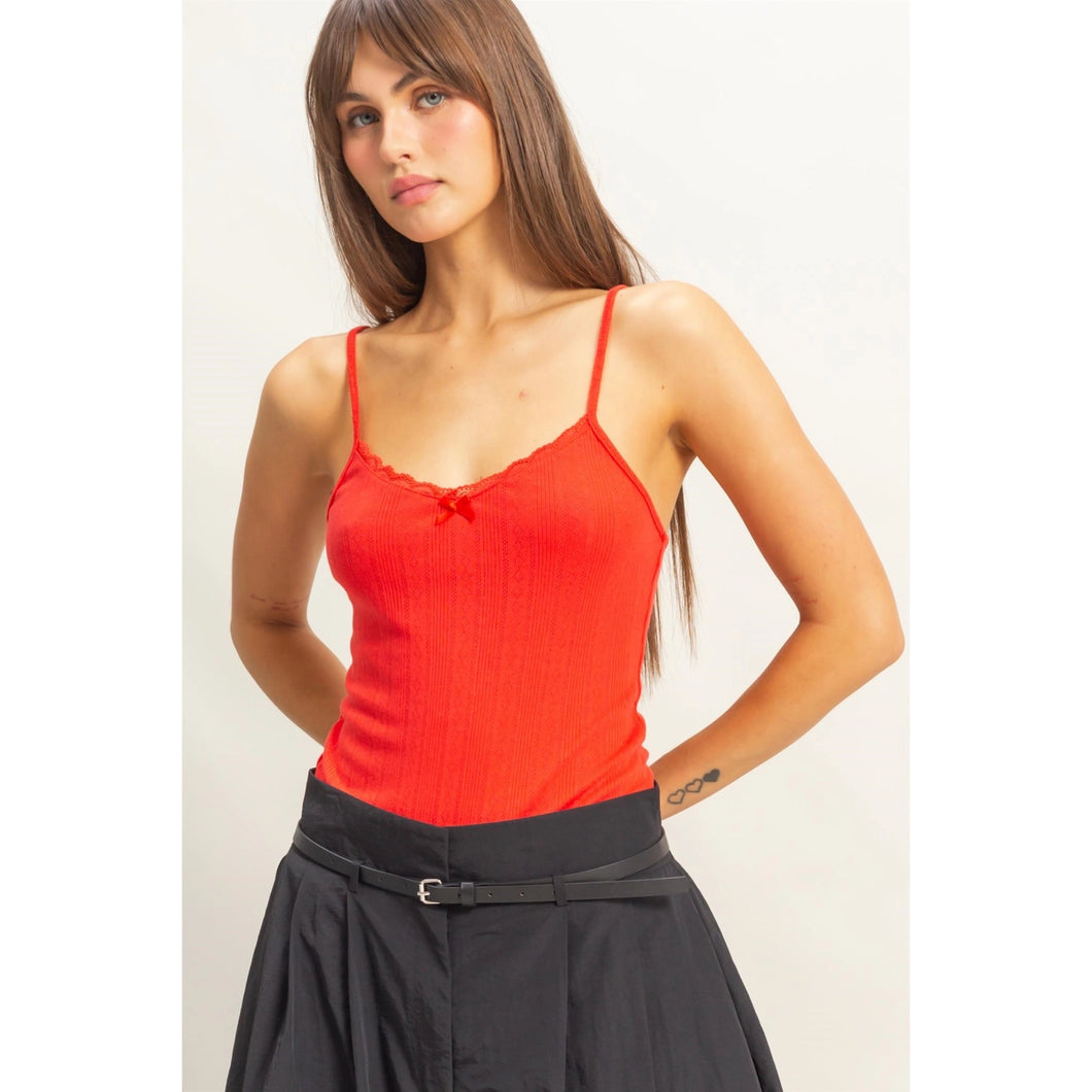 True Red Little Bow Sleeveless Crop Top