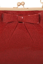 Load image into Gallery viewer, Red Glitter Classic Retro Bow Kisslock Handbag
