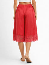 Load image into Gallery viewer, Red Lace Hem Wide Leg Shorts

