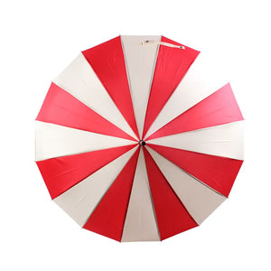 Red and White Stripe Classic Boutique Pagoda Umbrella Parasol