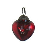 Tiny Red Glass Heart Ornament