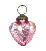 Mini Rose Gold Crackle Glass Heart Ornament