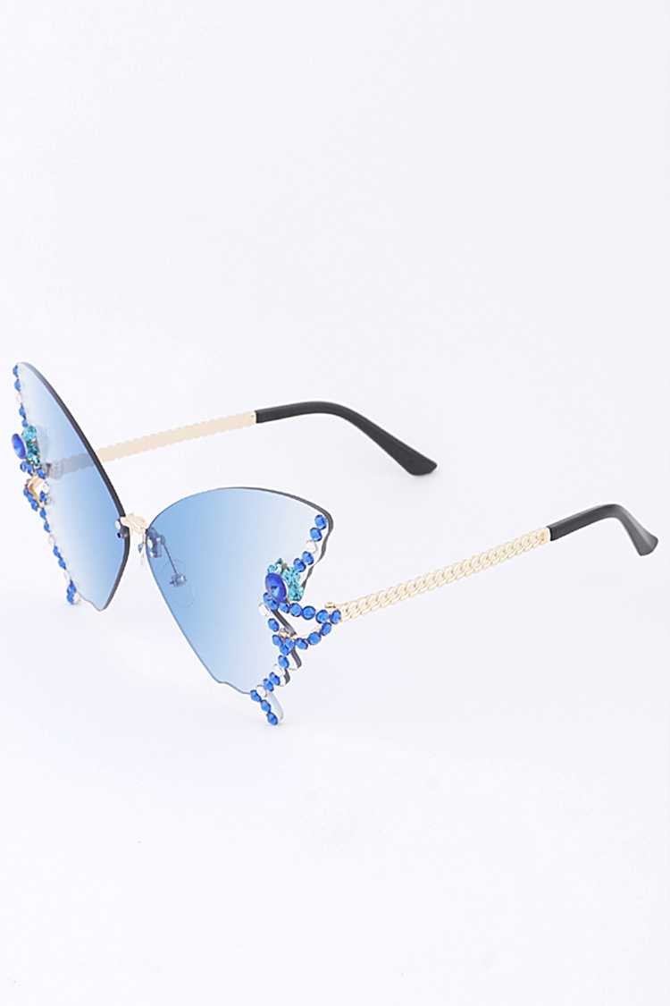 Crystal Pave Rimless Butterfly Y2K Sunglasses