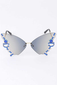 Crystal Pave Rimless Butterfly Y2K Sunglasses