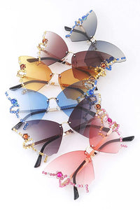 Crystal Pave Rimless Butterfly Y2K Sunglasses