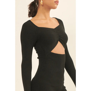 Black Knit Cutout Dress