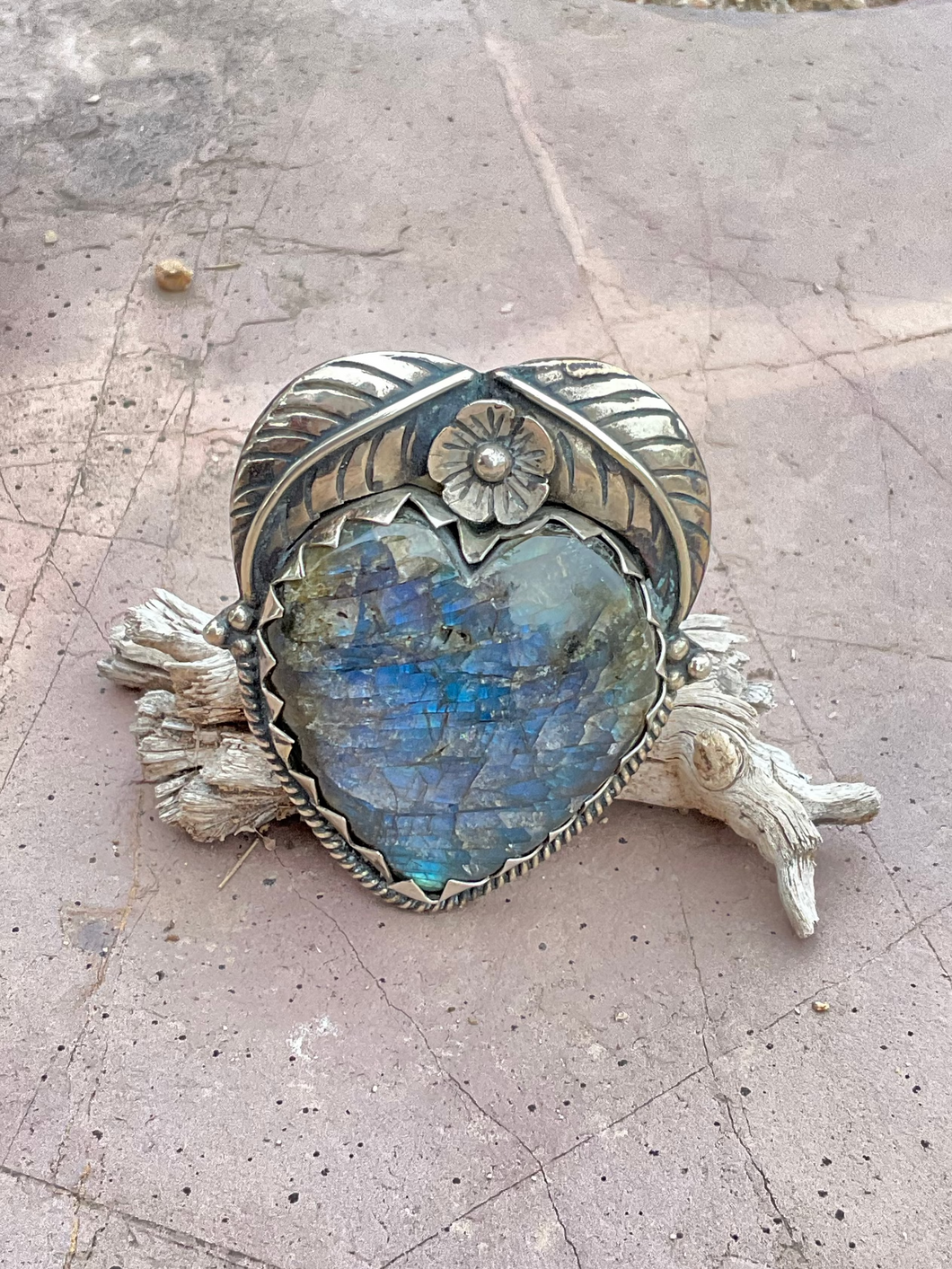 Heart Labradorite Statement Ring- One of a Kind