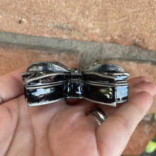 Load image into Gallery viewer, Gunmetal Crystal Bow Trinket Bow with Black Edge
