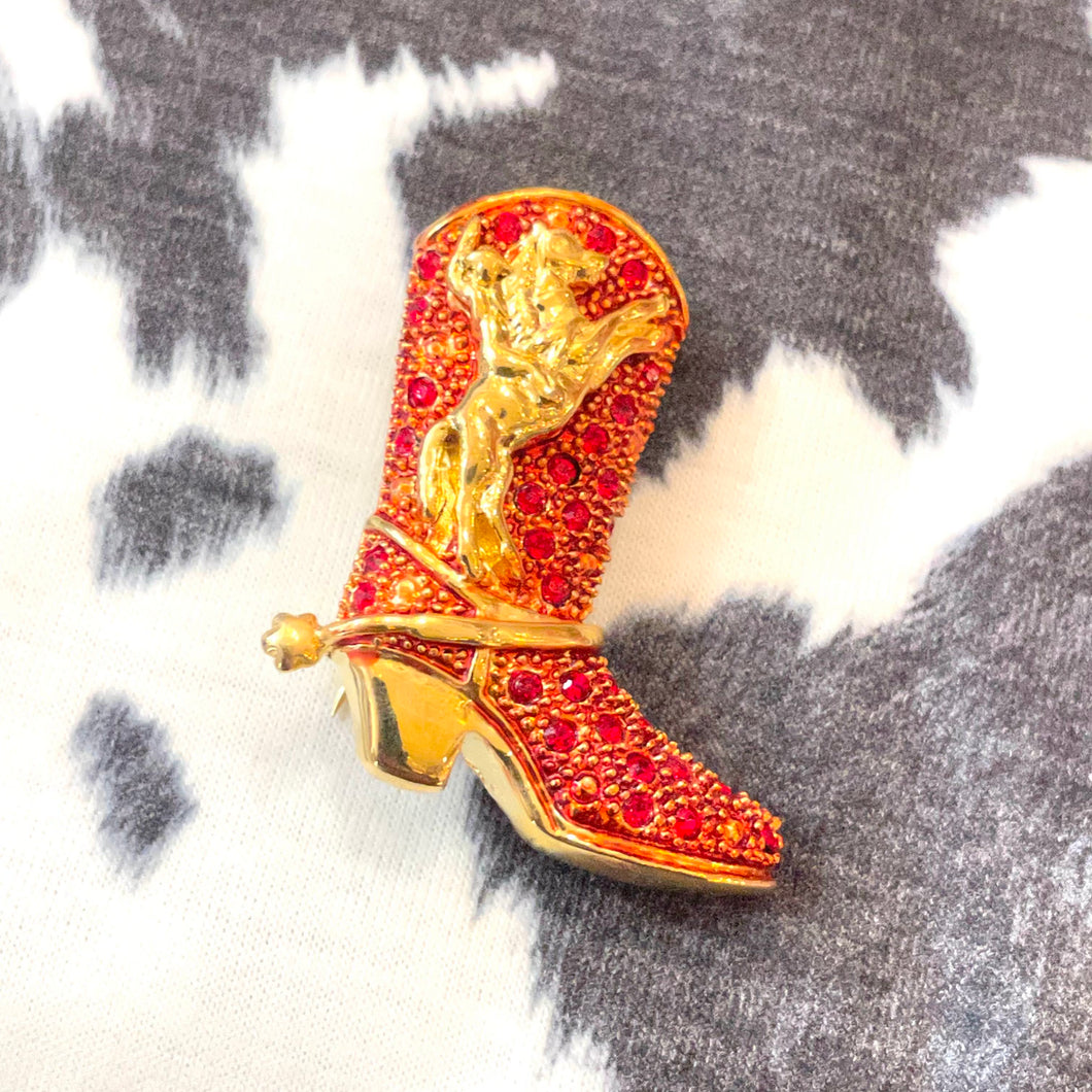 Wild Horses Red Boot Brooch