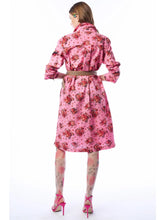 Load image into Gallery viewer, Woman wearing a pink floral coat dress on a white background

