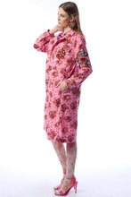 Load image into Gallery viewer, Woman wearing a pink floral dress on a white background

