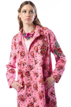 Load image into Gallery viewer, Woman wearing a pink floral coat on a white background
