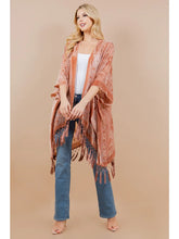 Load image into Gallery viewer, Rose Velvet Burnout Tassel Kimono
