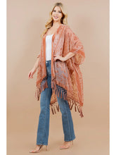 Load image into Gallery viewer, Rose Velvet Burnout Tassel Kimono
