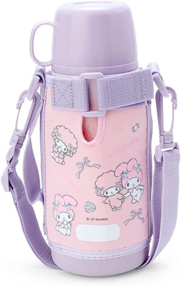 Hello Kitty Thermos Insulated Kids Water Bottle Pink Silver Sanrio