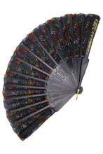 Load image into Gallery viewer, NEW Black Floral Sqeuins Hand Fan- More Colors Available!
