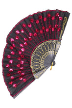 Load image into Gallery viewer, NEW Black Floral Sqeuins Hand Fan- More Colors Available!
