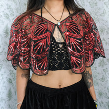 Load image into Gallery viewer, Red and Black Sequin Embroidered Capelet
