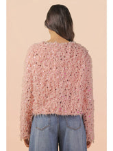 Load image into Gallery viewer, Pink Sequin Velvet Tie Cardigan
