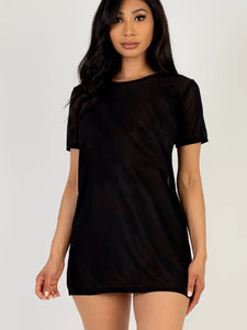 Mesh T-Shirt Dress Pink House Boutique Mesh T-Shirt Dress Pink House Boutique