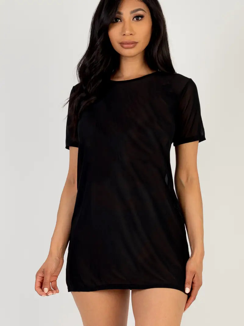 Mesh T-Shirt Dress – Pink House Boutique Mesh T-Shirt Dress – Pink House Boutique