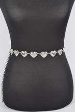 Load image into Gallery viewer, Silver Simple Heart Metal Chain Belt
