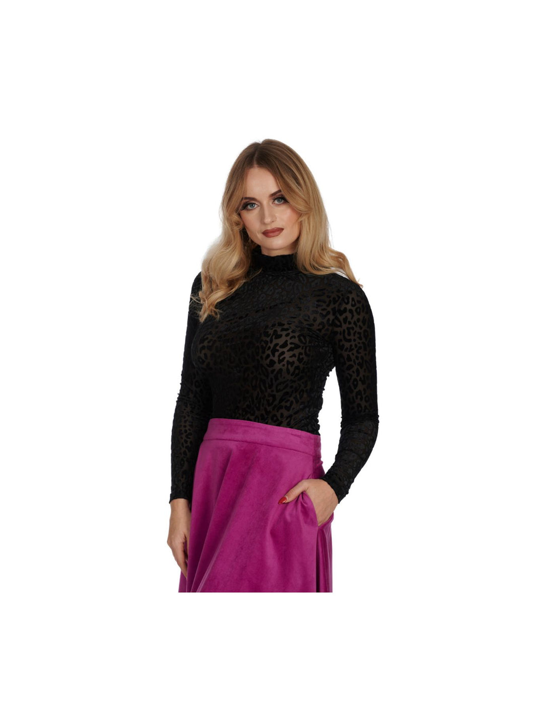 Night Animal Leopard Print Mesh Top