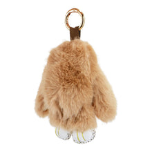 Load image into Gallery viewer, Brown fluffy keychain purse charm with a gold ring on a white background
